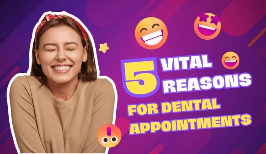 A smiling woman with a perfect smile against a purple background, emphasizing the importance of dental appointments